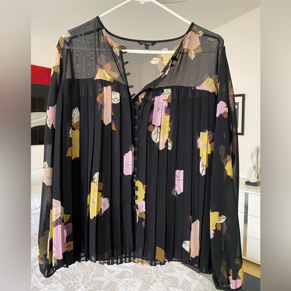 Massimo Dutti Black Floral Blouse - Picture 1 of 3